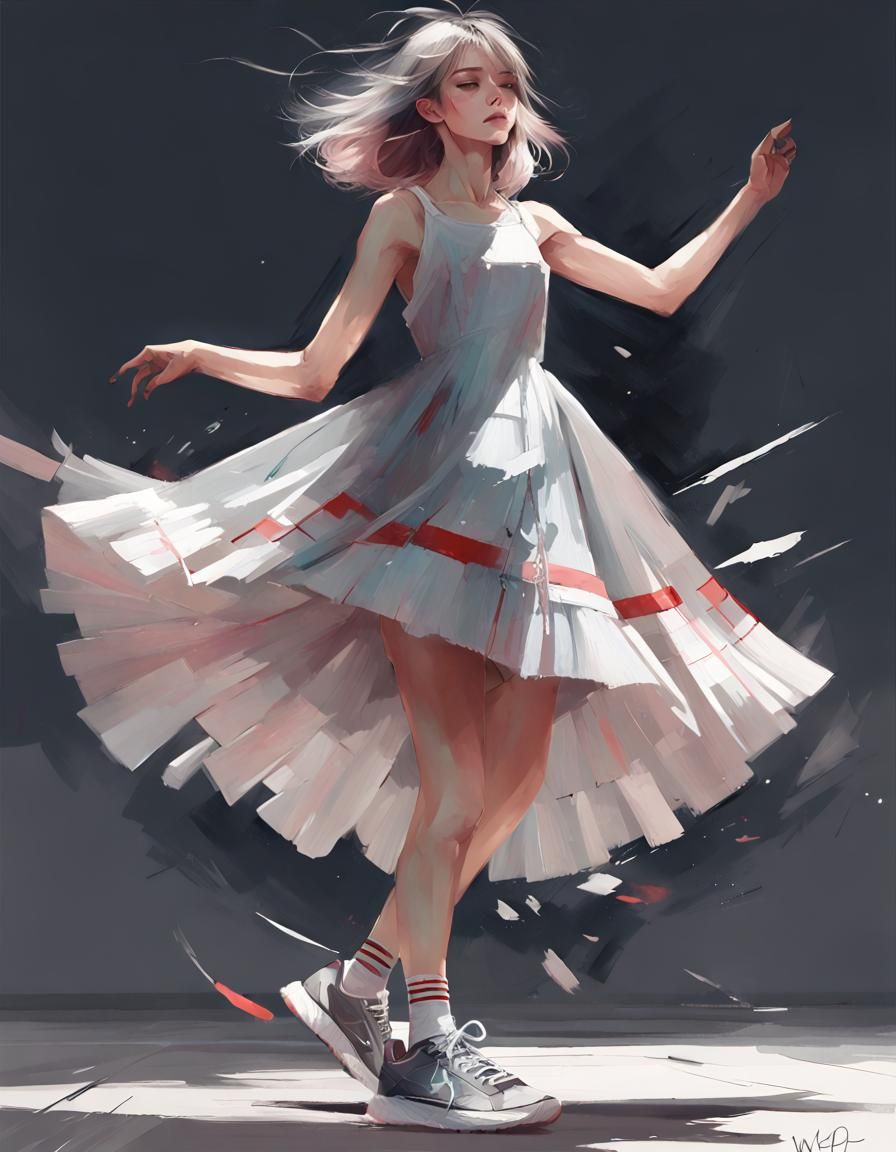 Woman Floating in Air, WLOP Style Digital Art