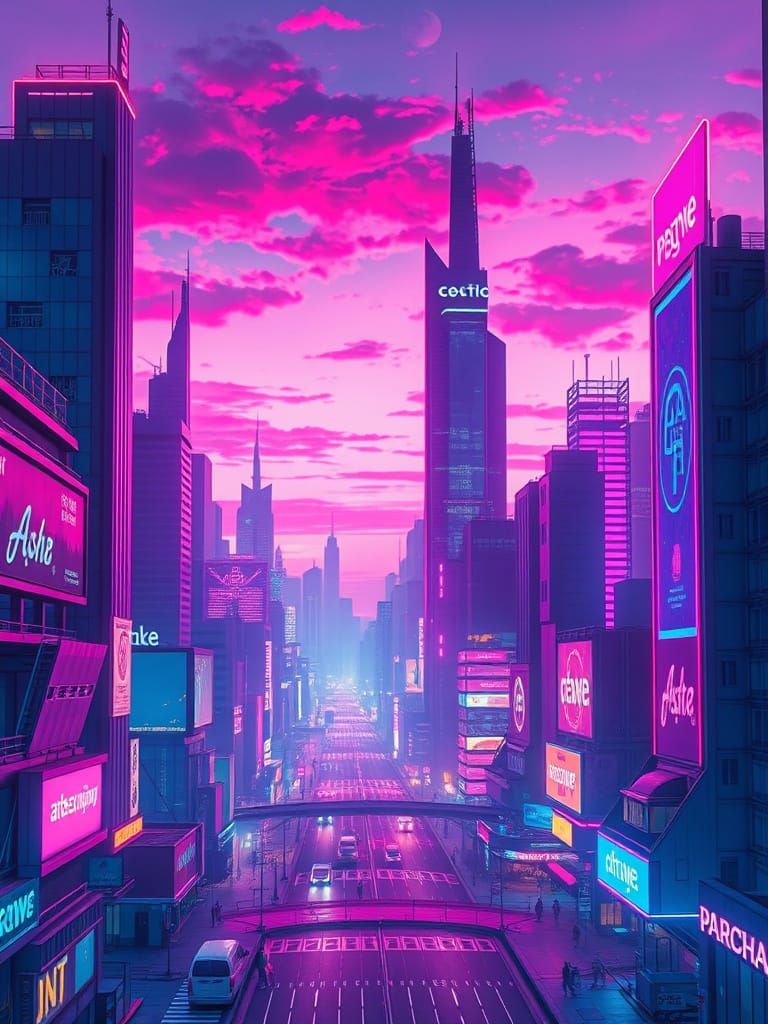 Electric Dreams in Retro Futuristic Cityscape