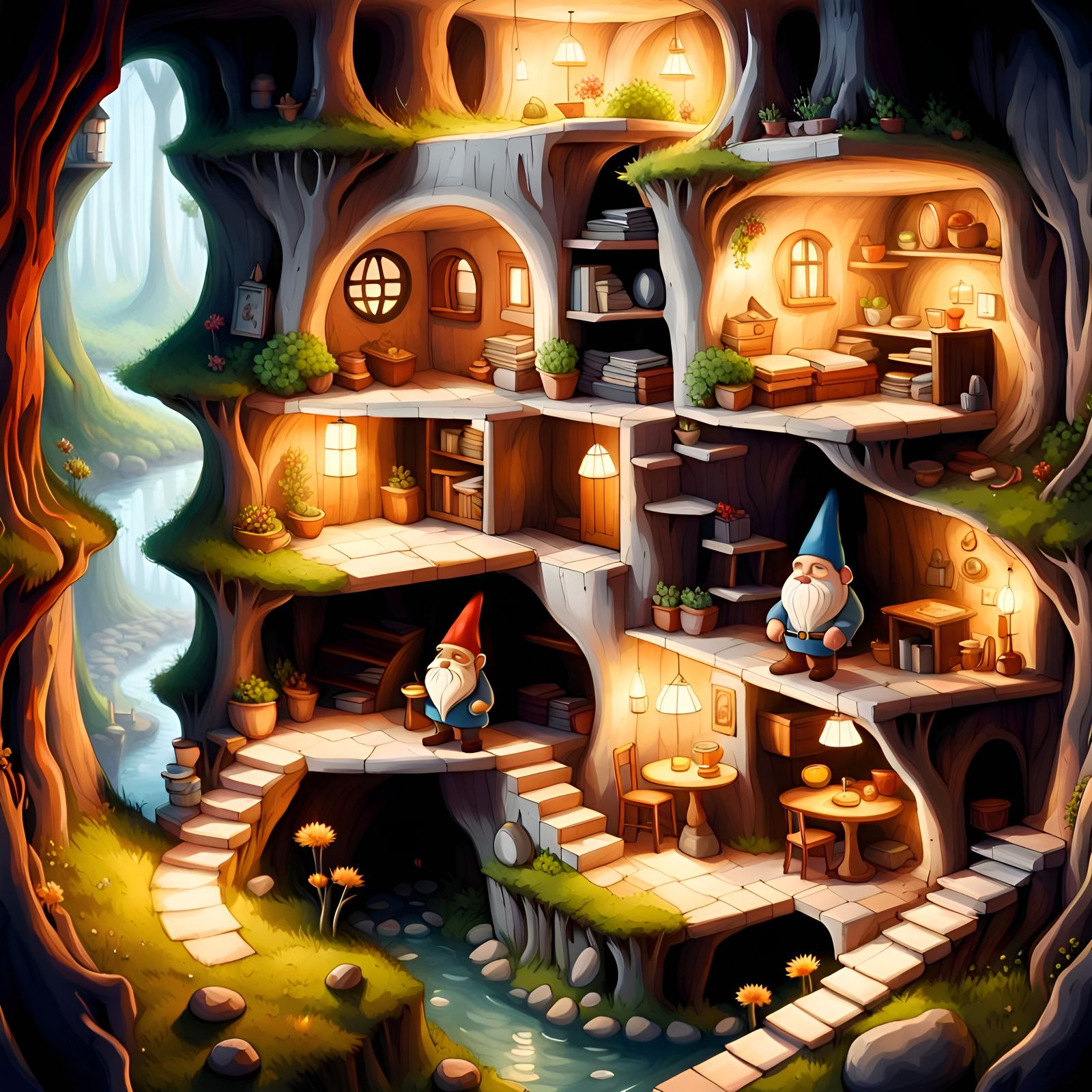 Cozy Underground Gnome House Isometric View