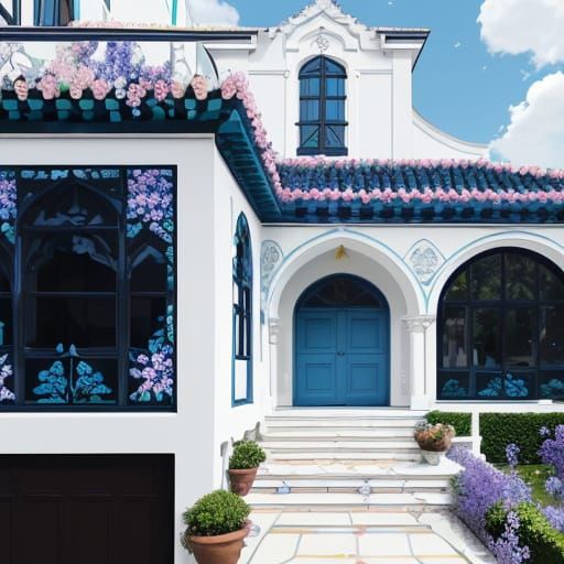 Elegant Villa with Chinoiserie Details and Floral Garden