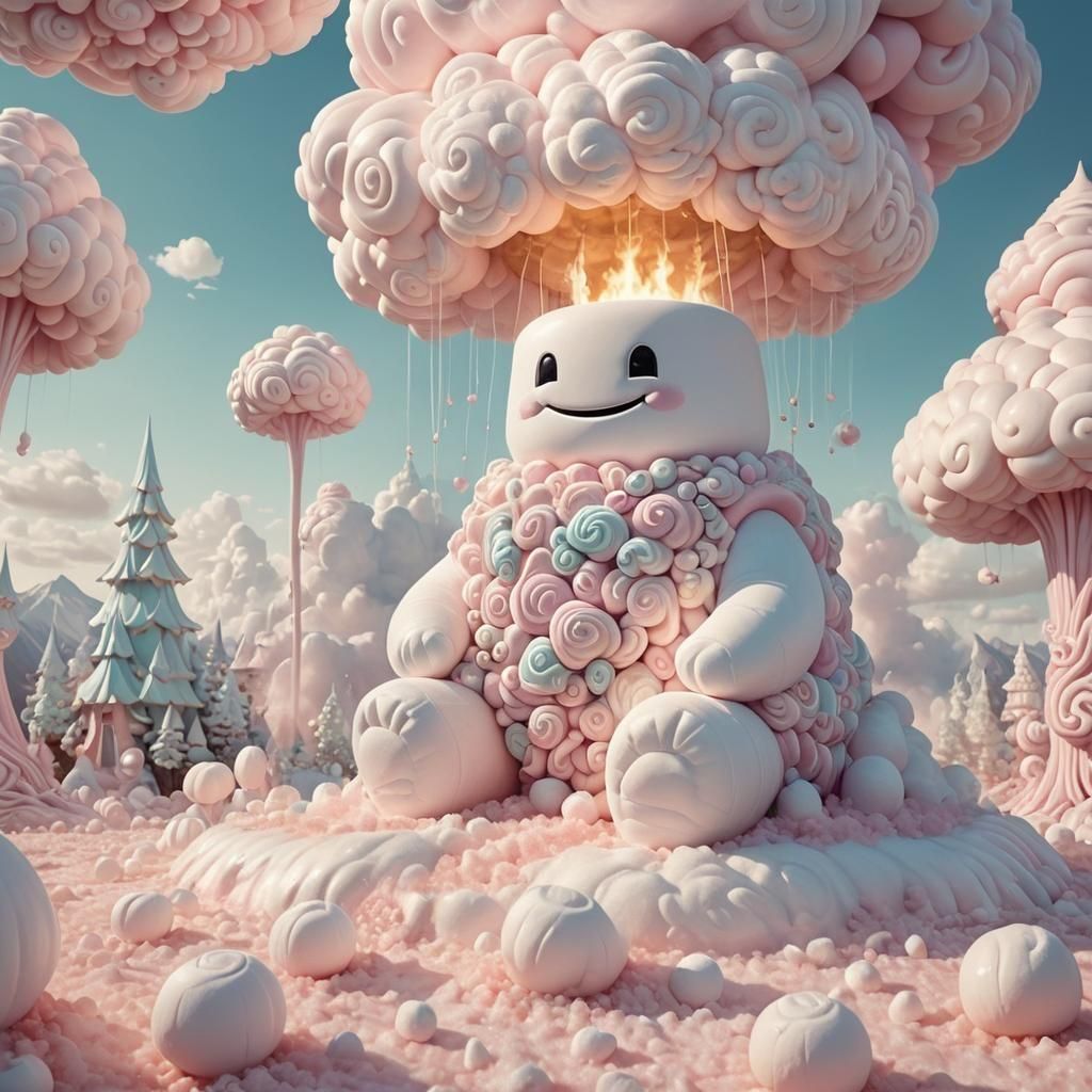 Marshmallow Creature on Marshmallow Throne