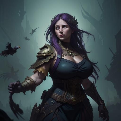 Fantasy Bird Lady in Dark Concept Art