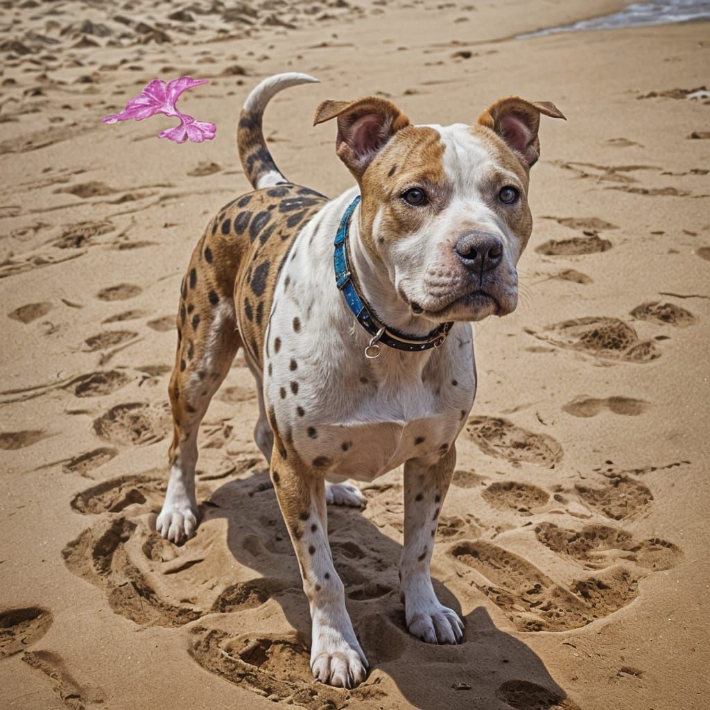 Island of Muscular Pitbull Terriers: Hyperrealistic Splash A...