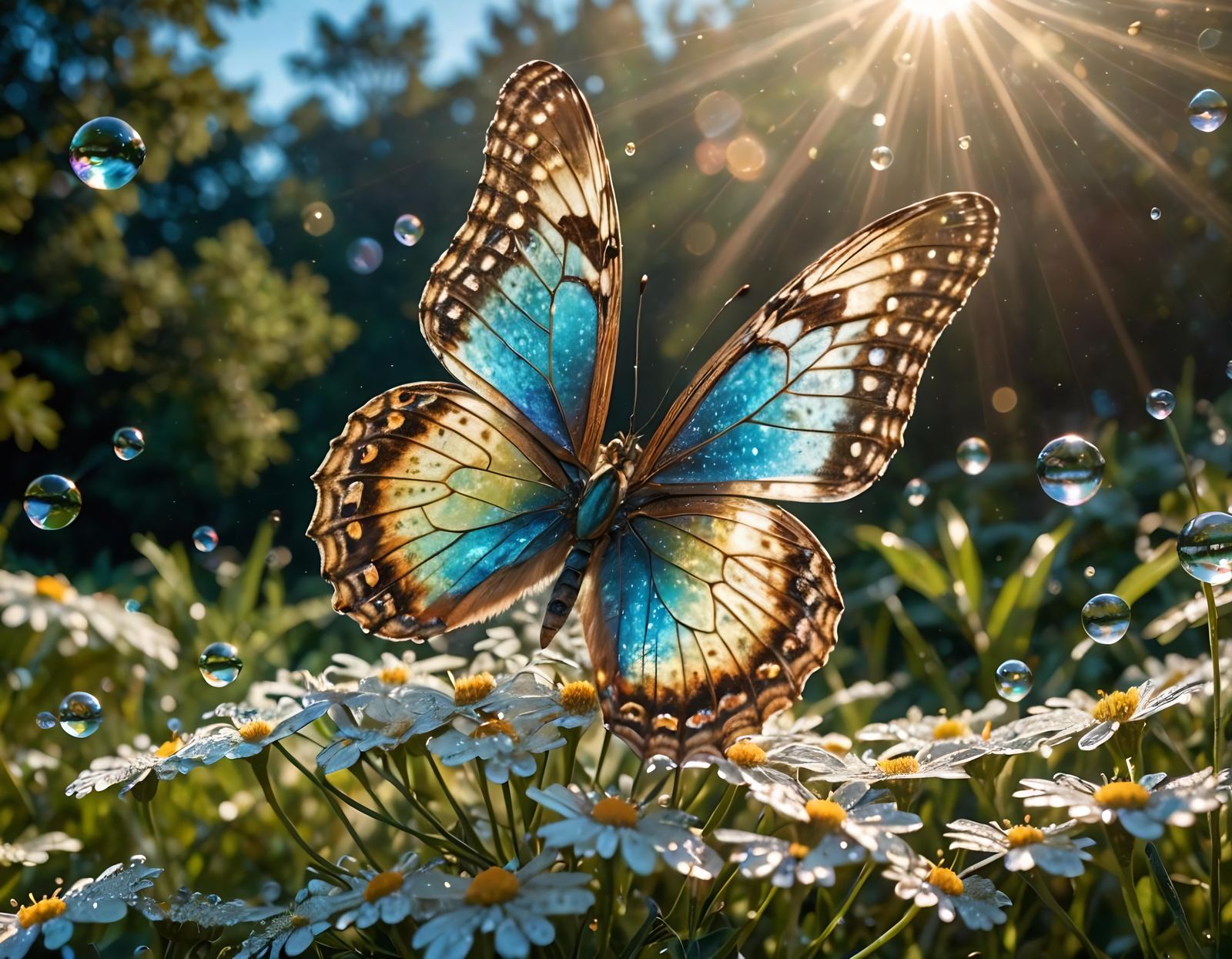 Crystal Butterfly's Elegant Morning Flight