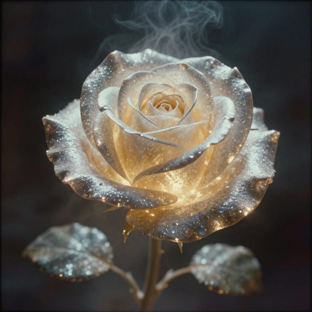 Rose of Light and Mist in Cinematic Style