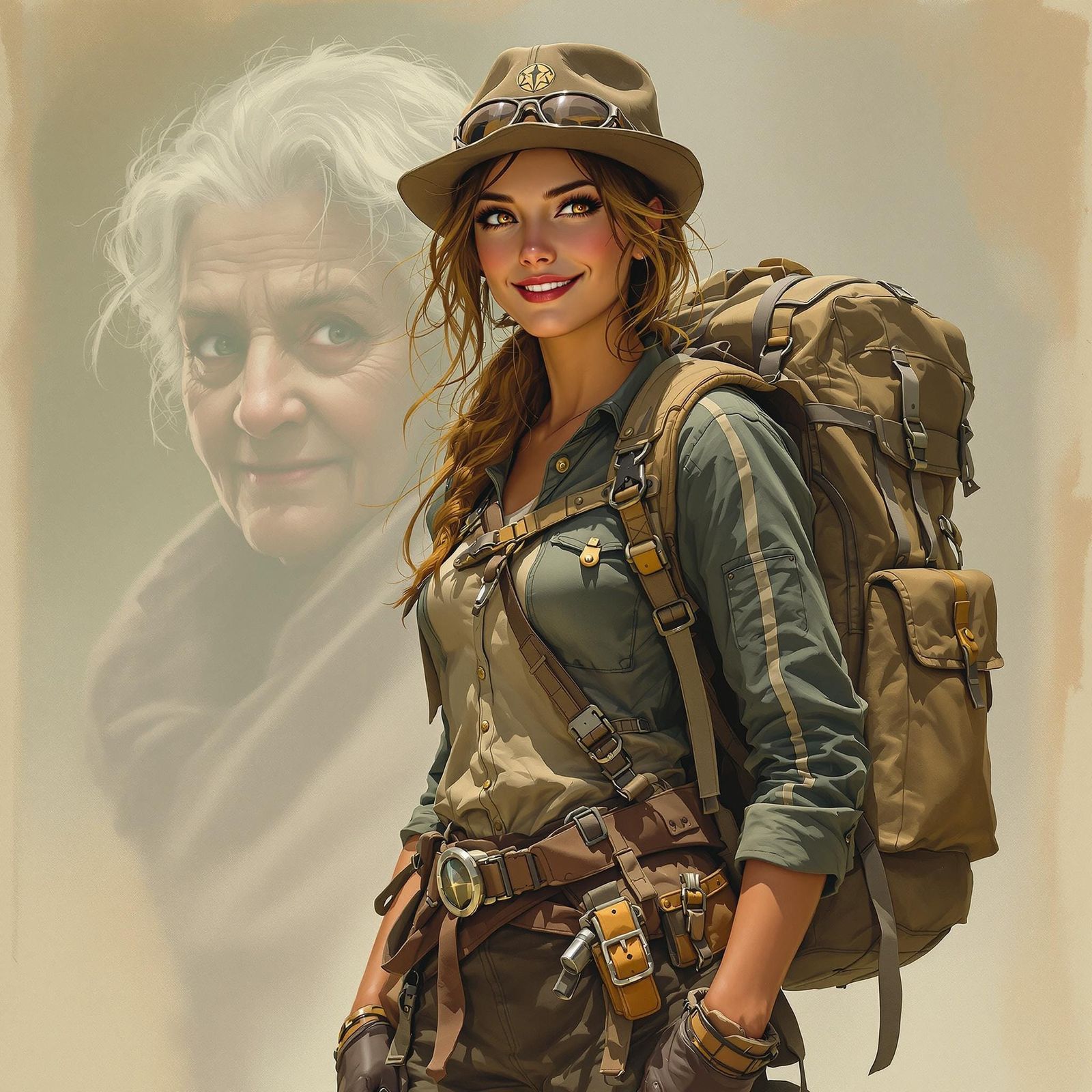 Adventurous Woman in Pulp Fantasy Art Style