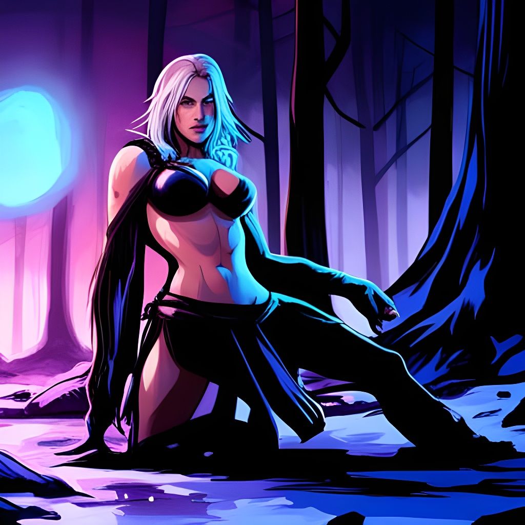 Barbarian Woman in Primeval Forest, Detailed Portrait