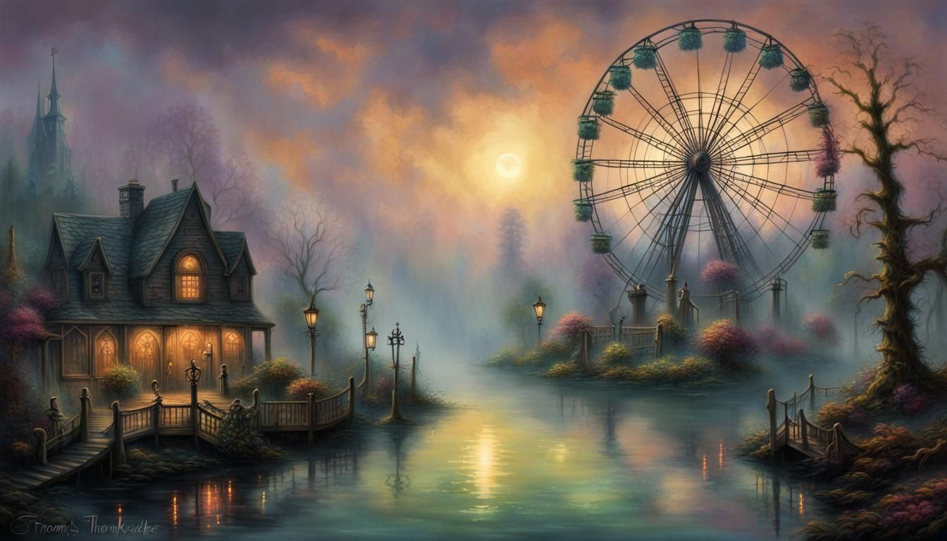 Creepy Gothic Horror Theme Park in Swamp