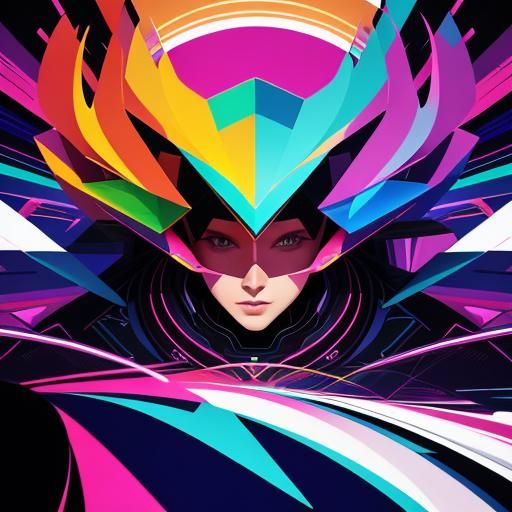 Geometric Digital Art Portrait with Abstract Motion