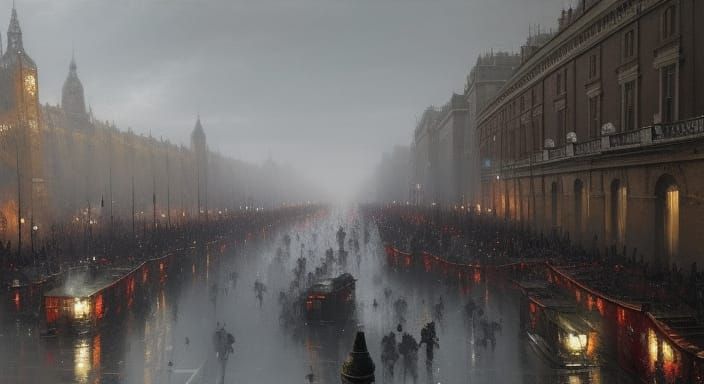 London Marathon Runners: Dark Fantasy Concept Art