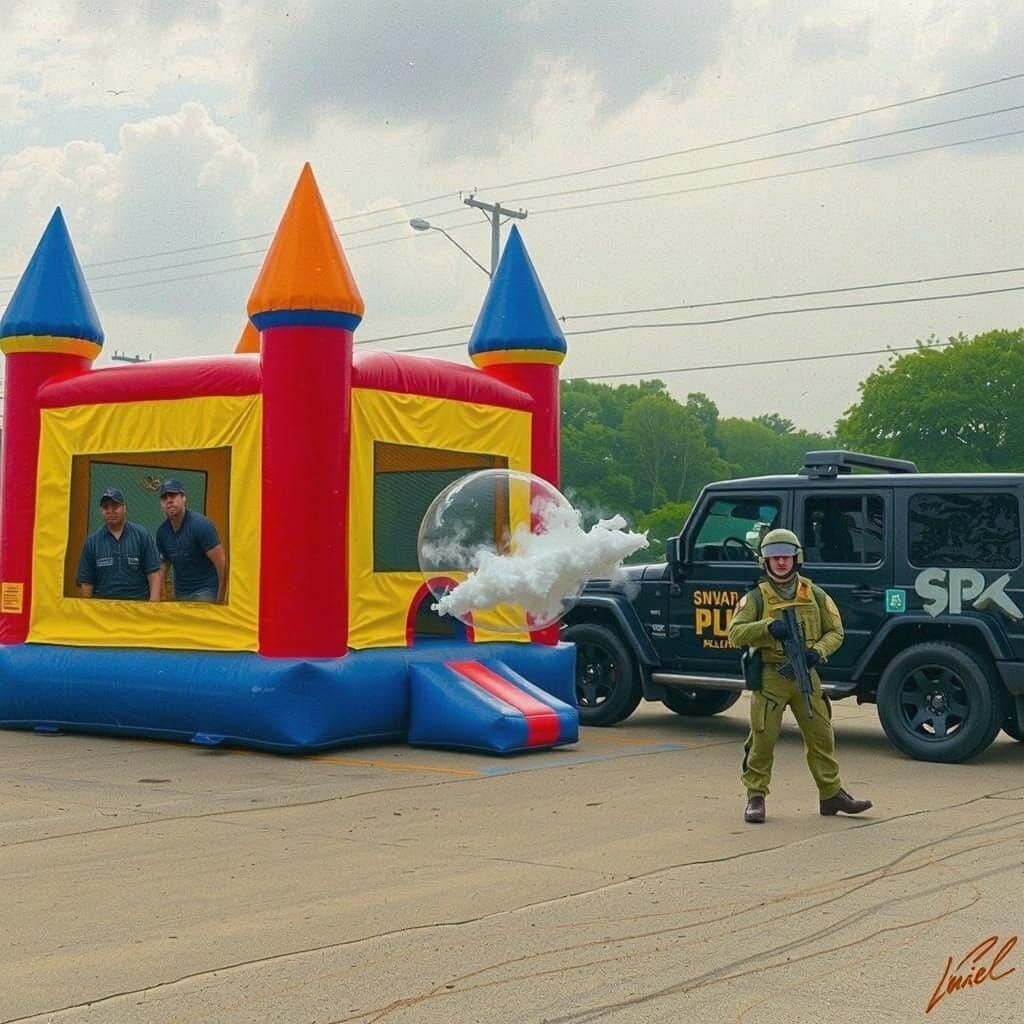 SWAT Team Surrounds Bouncy House in Standoff