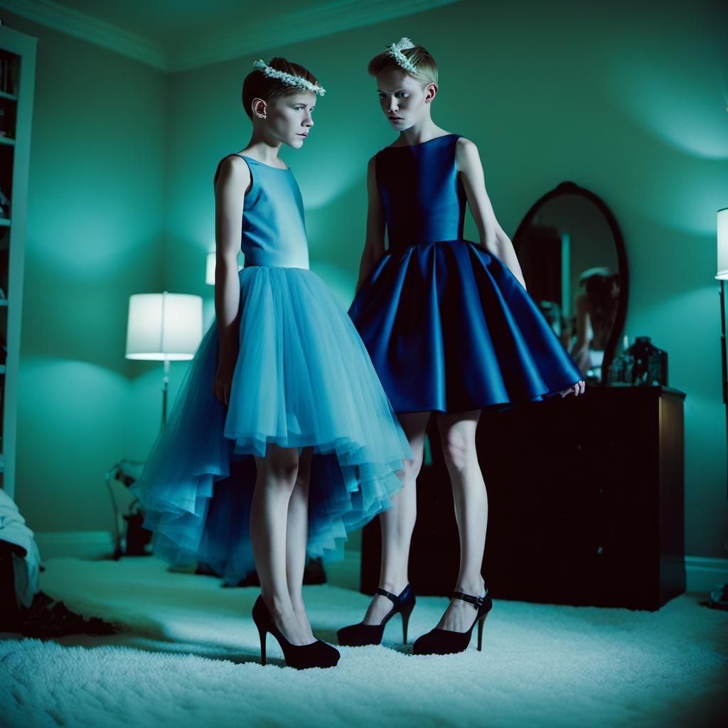 Boys Dress Up: Cinematic Still in Lit Bedroom