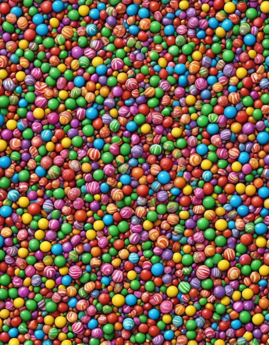 Candy Explosion in Colorful Field, Ultra Realistic