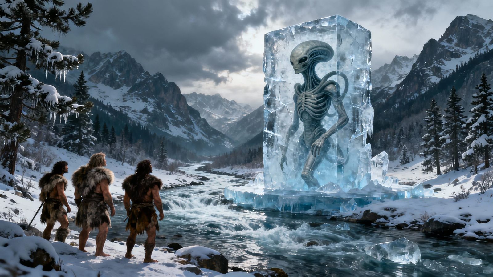 Ancient Alien Frozen in Ice, Observed by Neanderthals