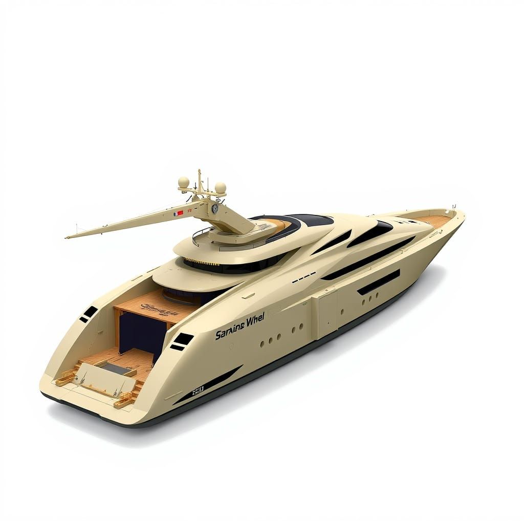 Luxury Space Yacht with Sleek Silhouette and Retractable Car...