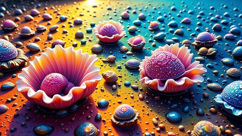 Abstract Surreal Seashells with Fractal Patterns