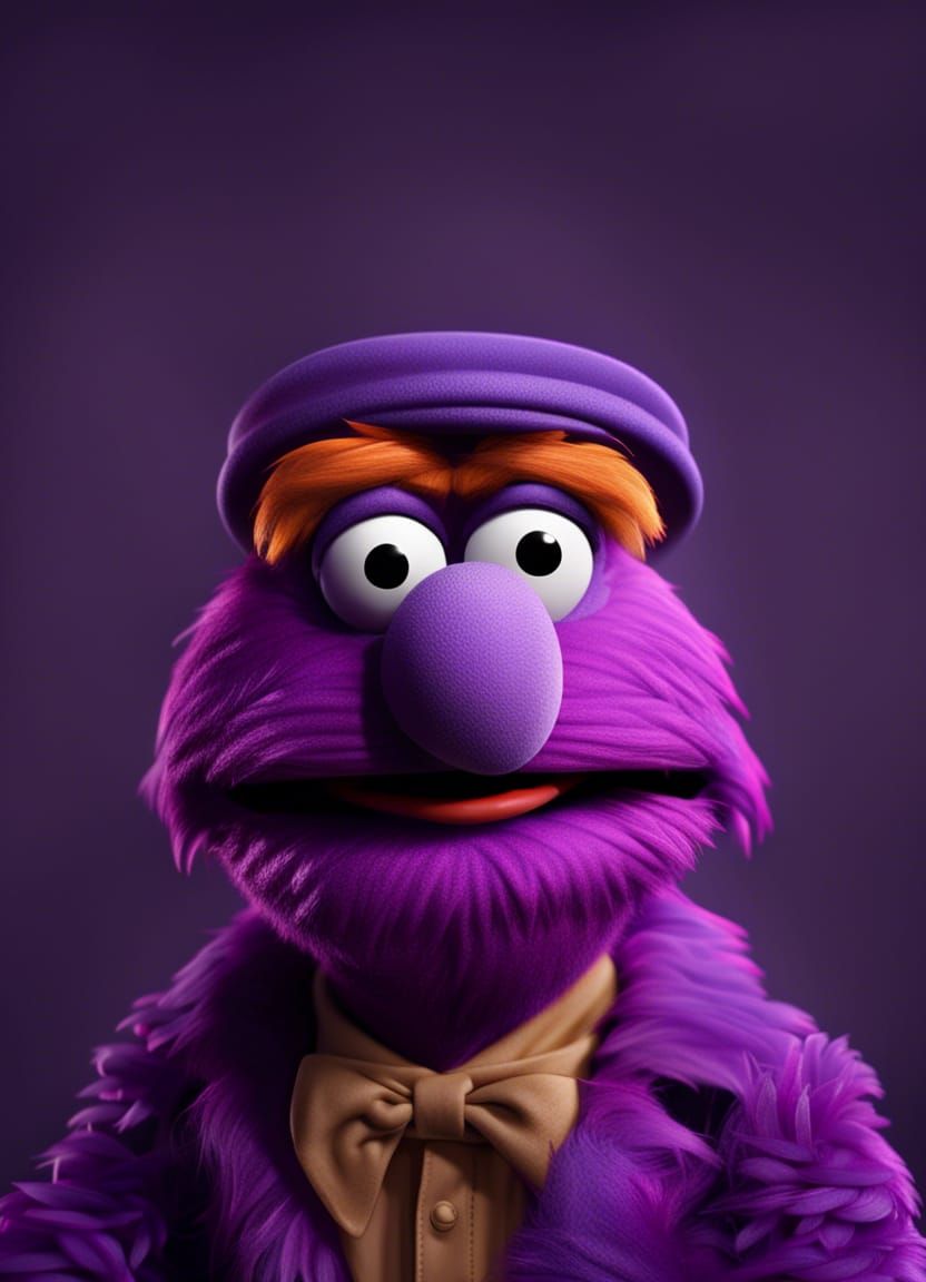 Purple Muppet Portrait in CGI Style
