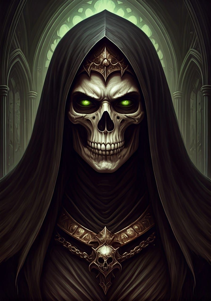 Lich Queen Close-Up Portrait in Dark Fantasy Style