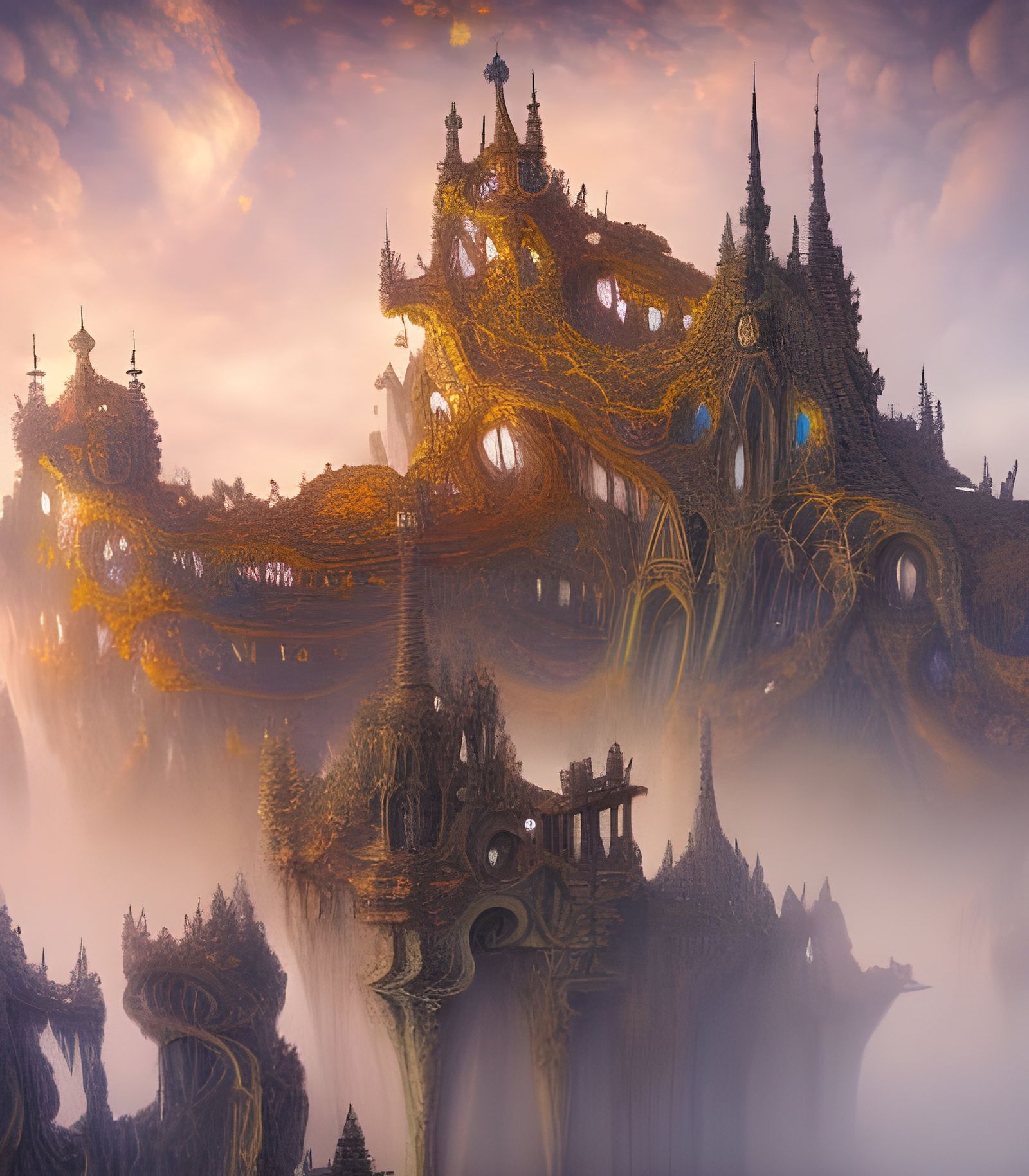 Dreamlike Warped Architecture in Surrealist Style