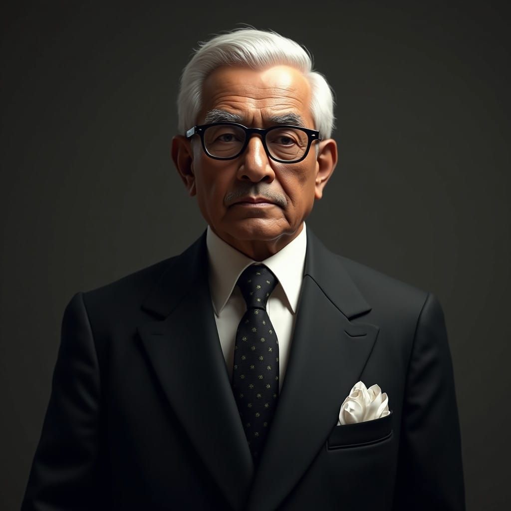 Distinguished Indian Gentleman in Formal Black Suit