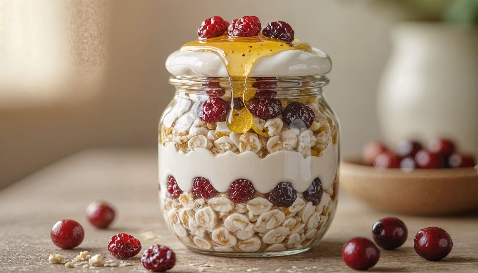 Overnight Oats with Dried Fruit and Honey