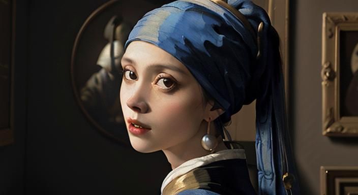 Girl with Pearl Earring in Vermeer Style