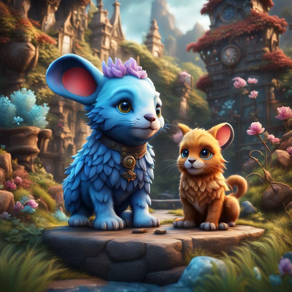 Fantastical Cute Animals in Detailed Matte Painting