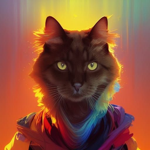 Rainbow Bridge: Detailed Portrait of Cats and Dogs