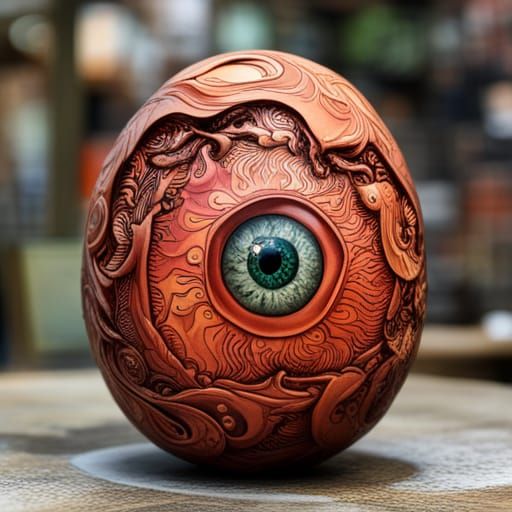 Magic Eyeball Carving in Gothic Horror Style