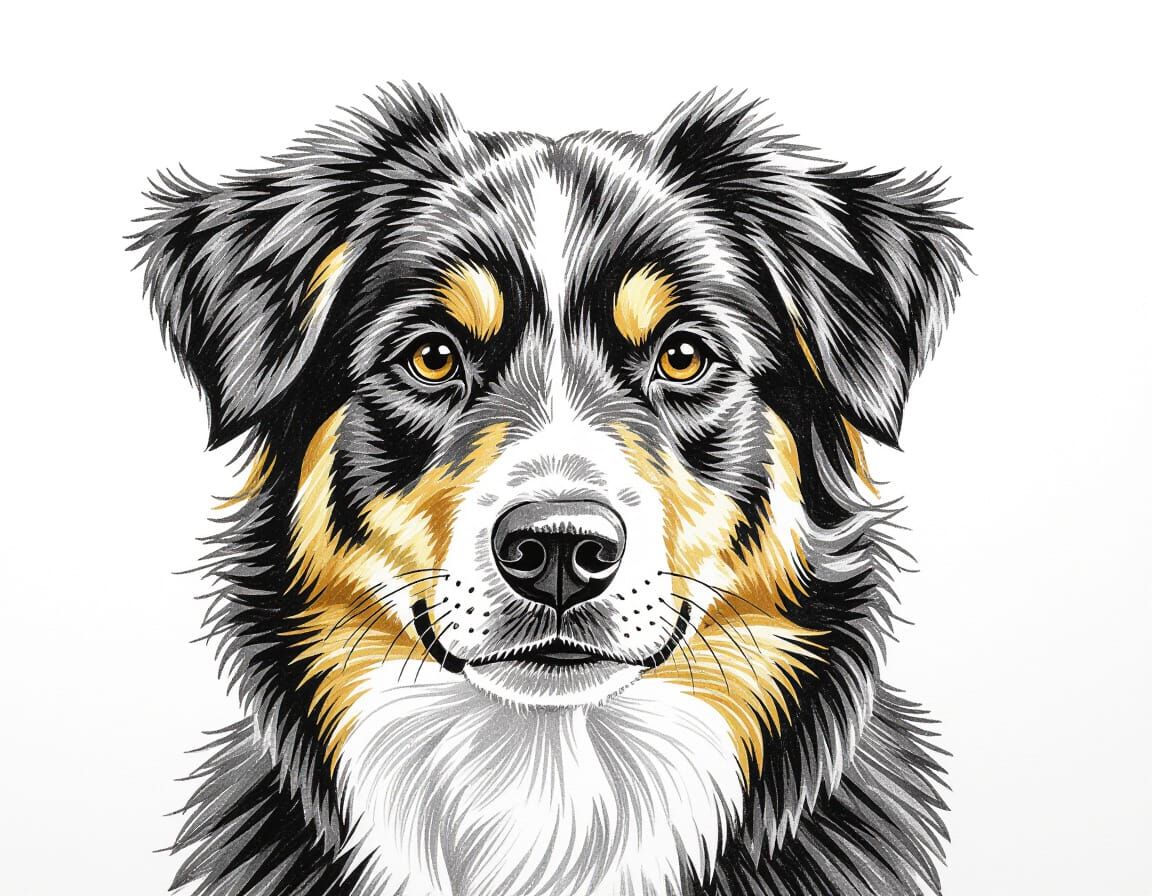 A Detailed Dog Sketch Drawing
