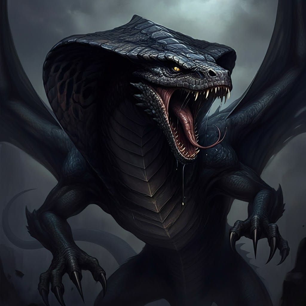 Dragon with Cobra Head Unleashes Venomous Attack