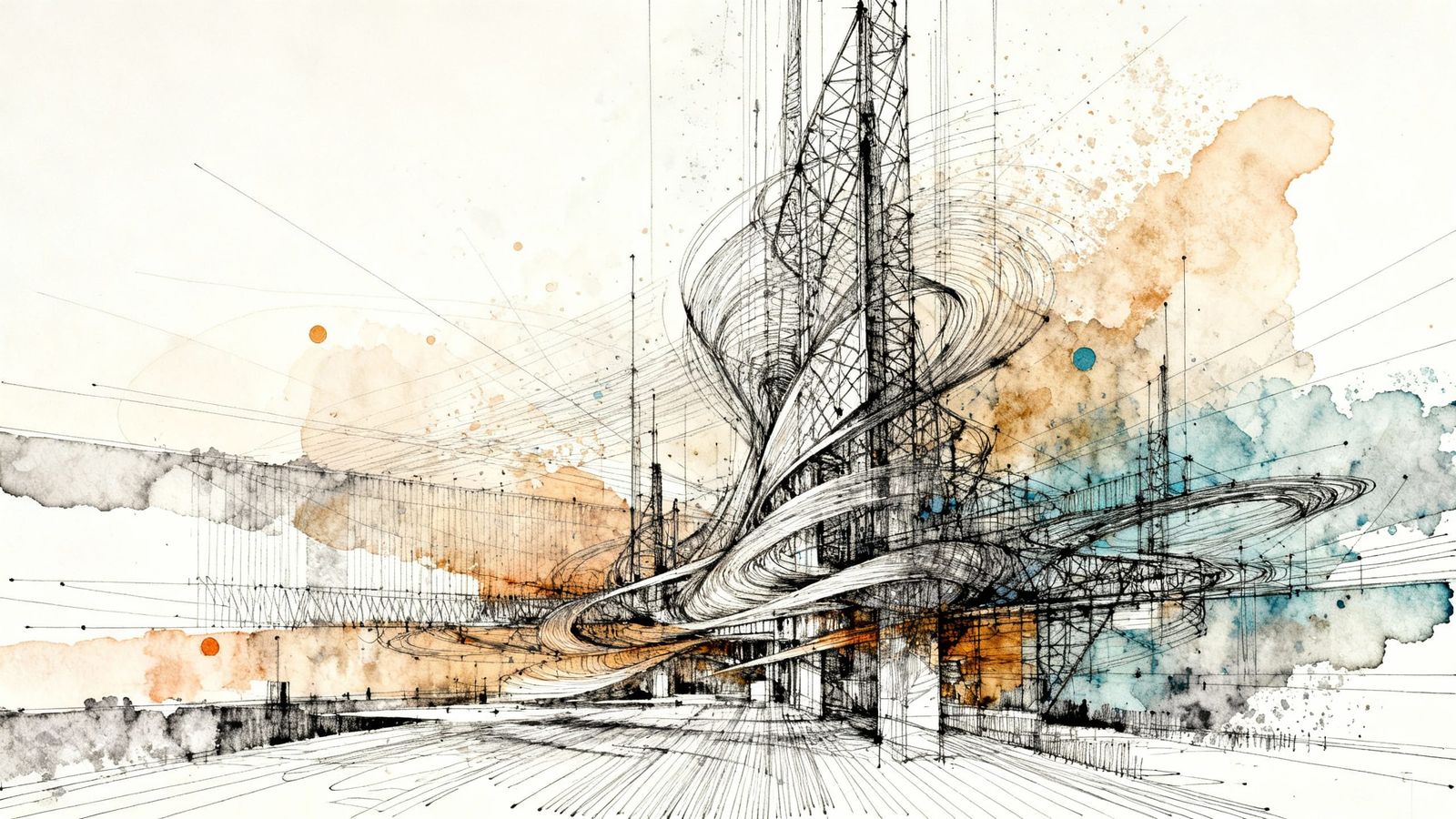 Abstract Pen and Ink Illustration with Dynamic Movement