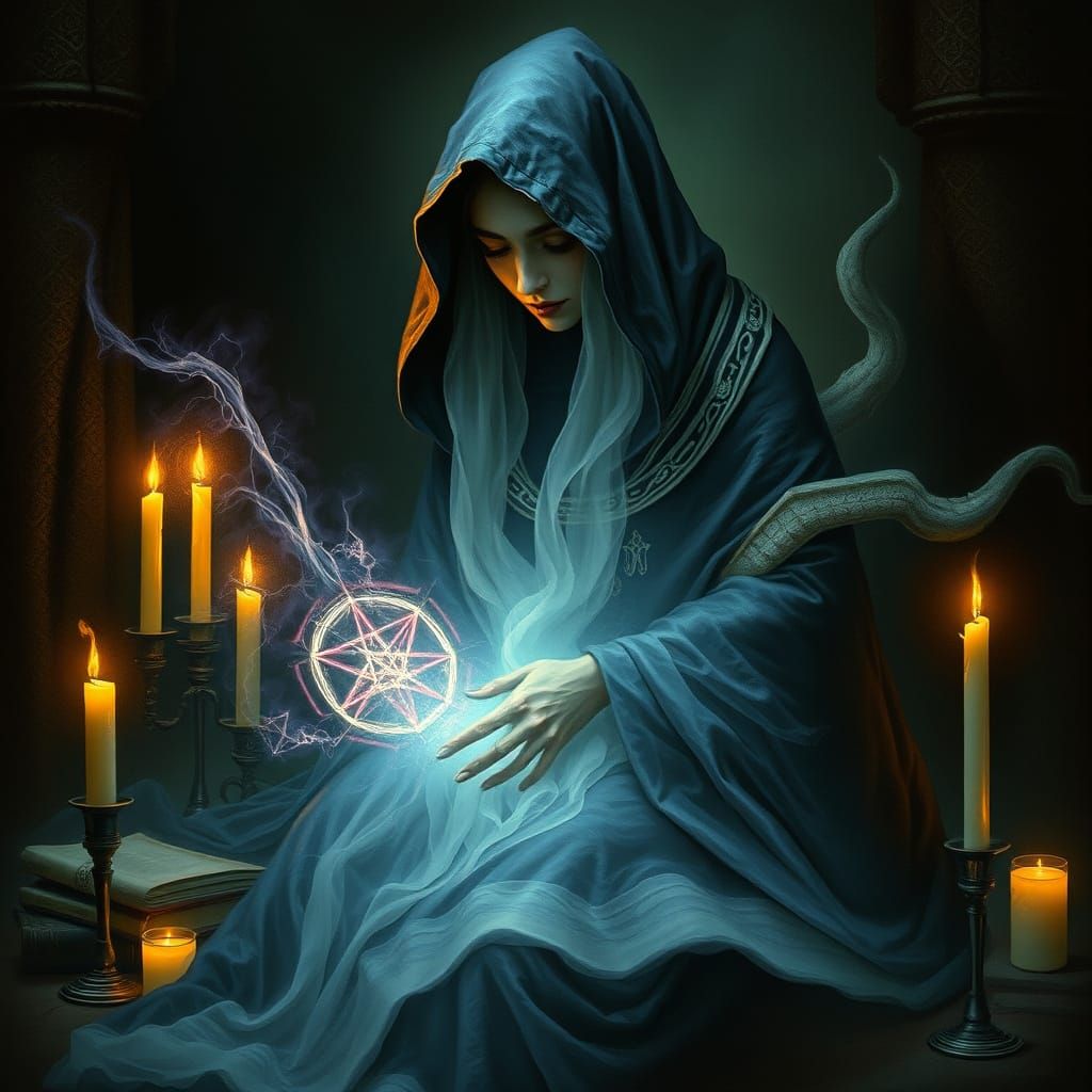 Ethereal Witch Transitions to the Afterlife in a Dark, Mysti...