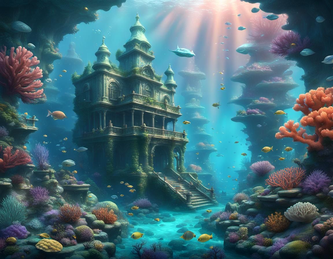 Underwater Fantasy Coral Reef in Digital Art Style