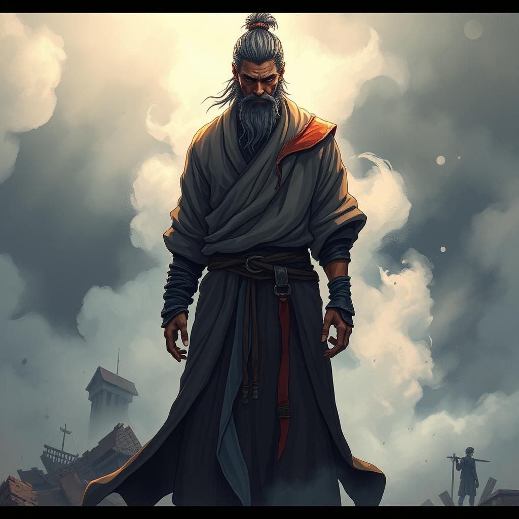 Serene Warrior in Ruins: Anime-Inspired Art