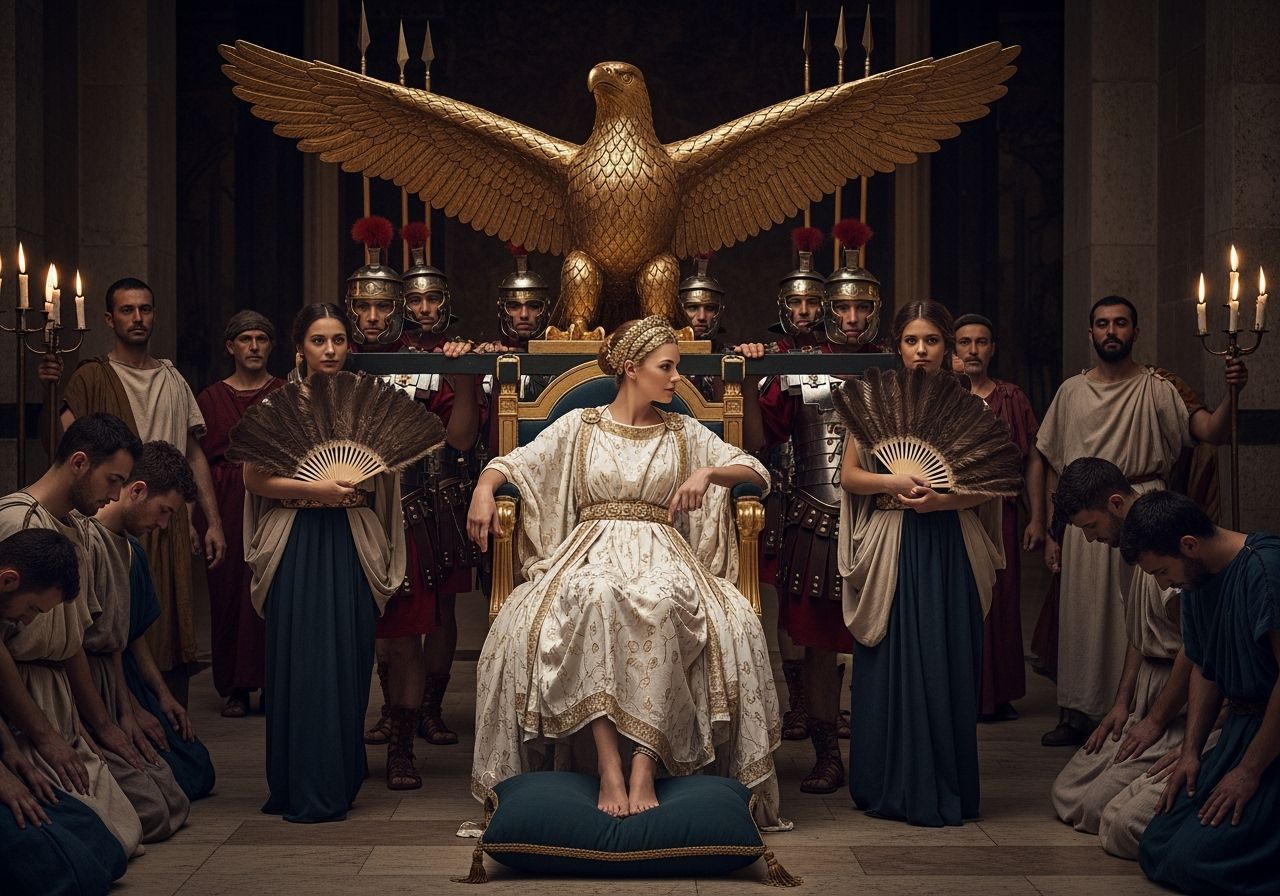Roman Empress on Eagle Throne in Leibovitz Style