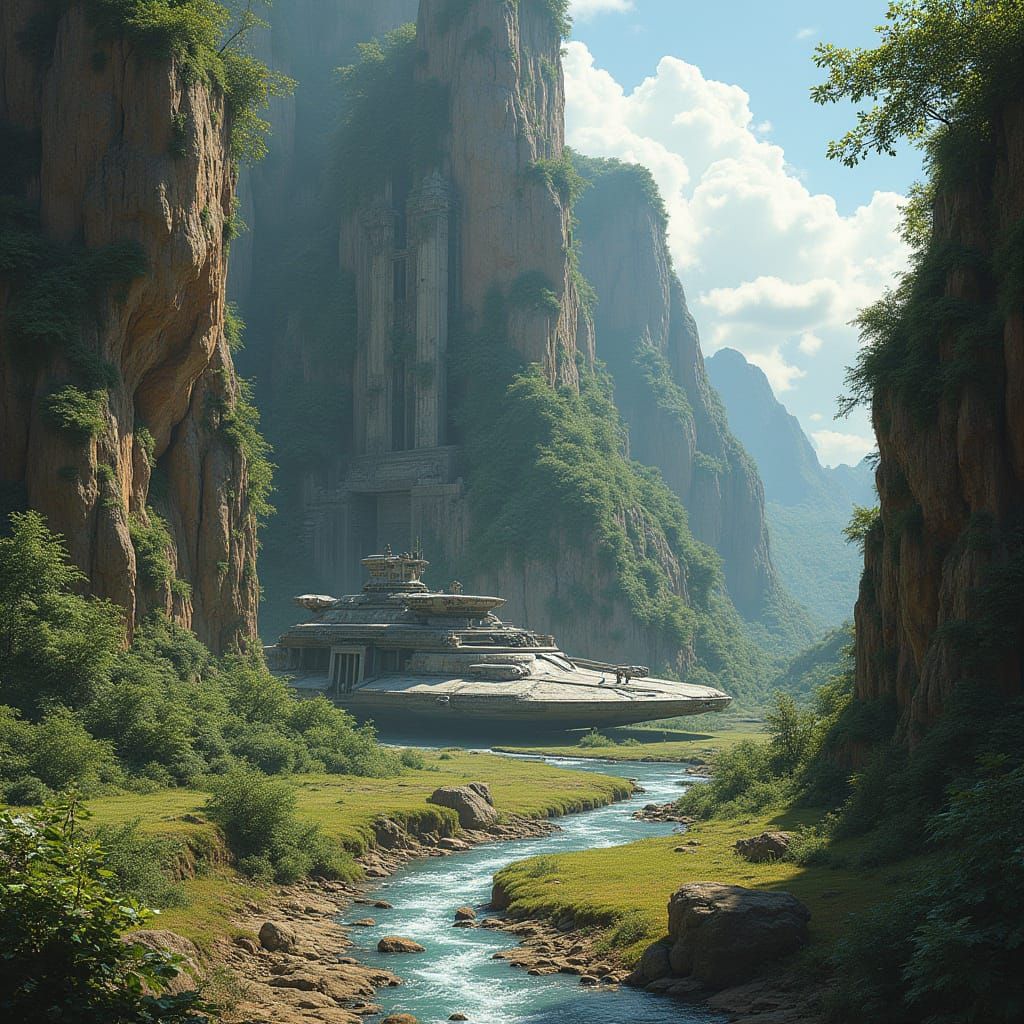 Lush Jungle Moon Base with Ruined Temple