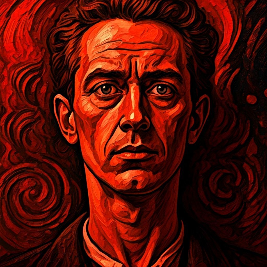 Crimson Portrait in German Expressionist Style