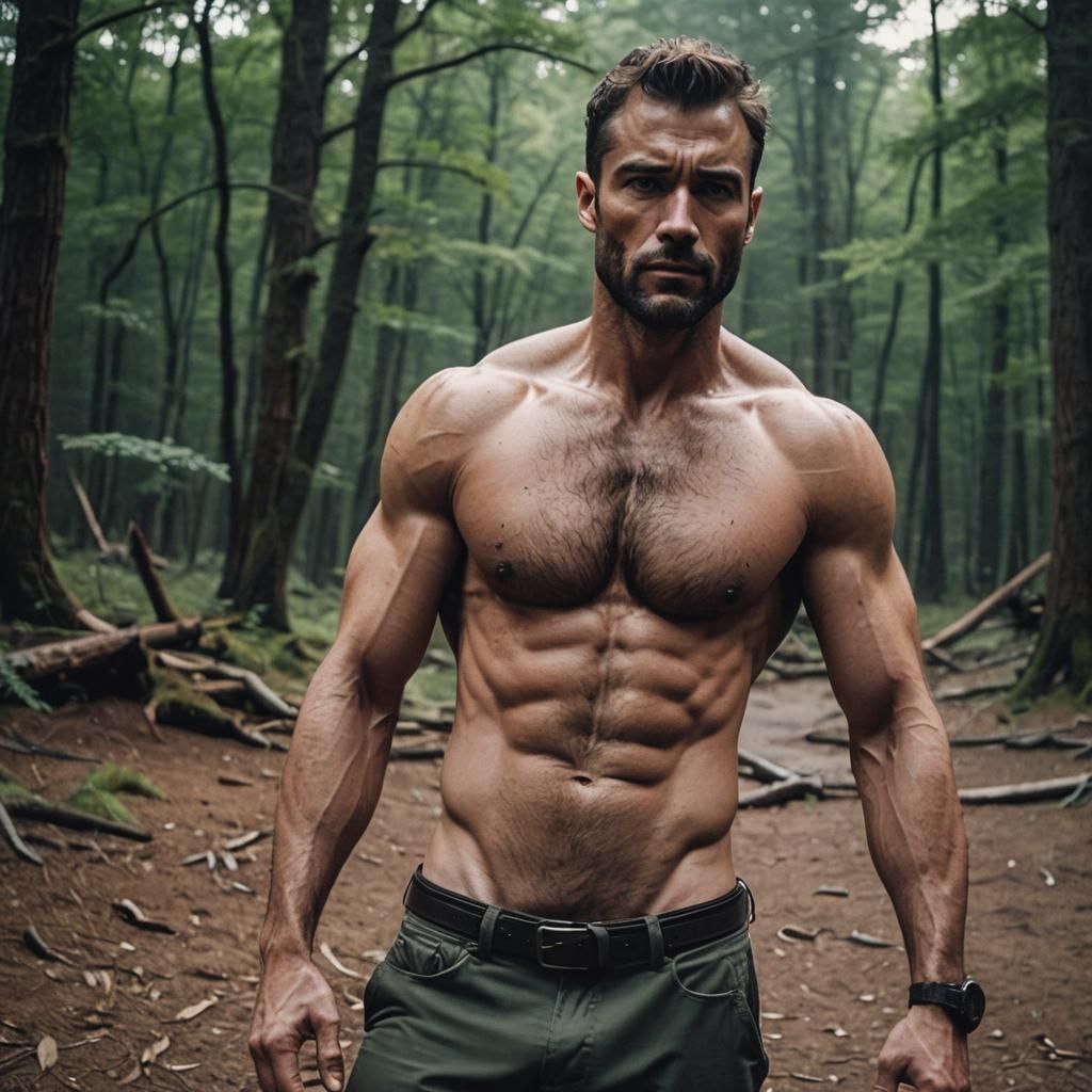 Shirtless Man: Cinematic Film Still