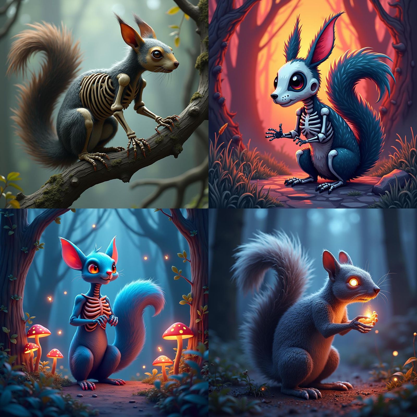 Cute Vector Skeleton Squirrel in Detailed Digital Art