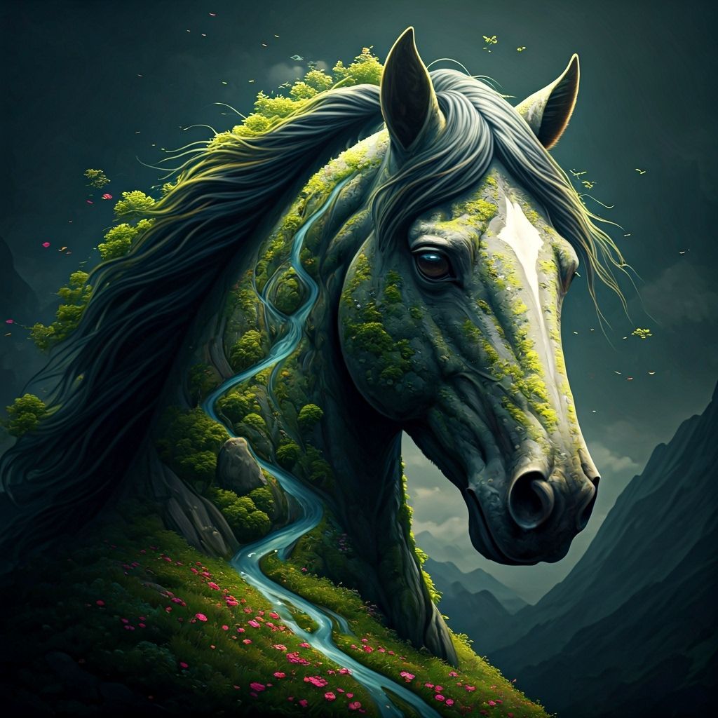 Horse Head Landscape Fantasy Art