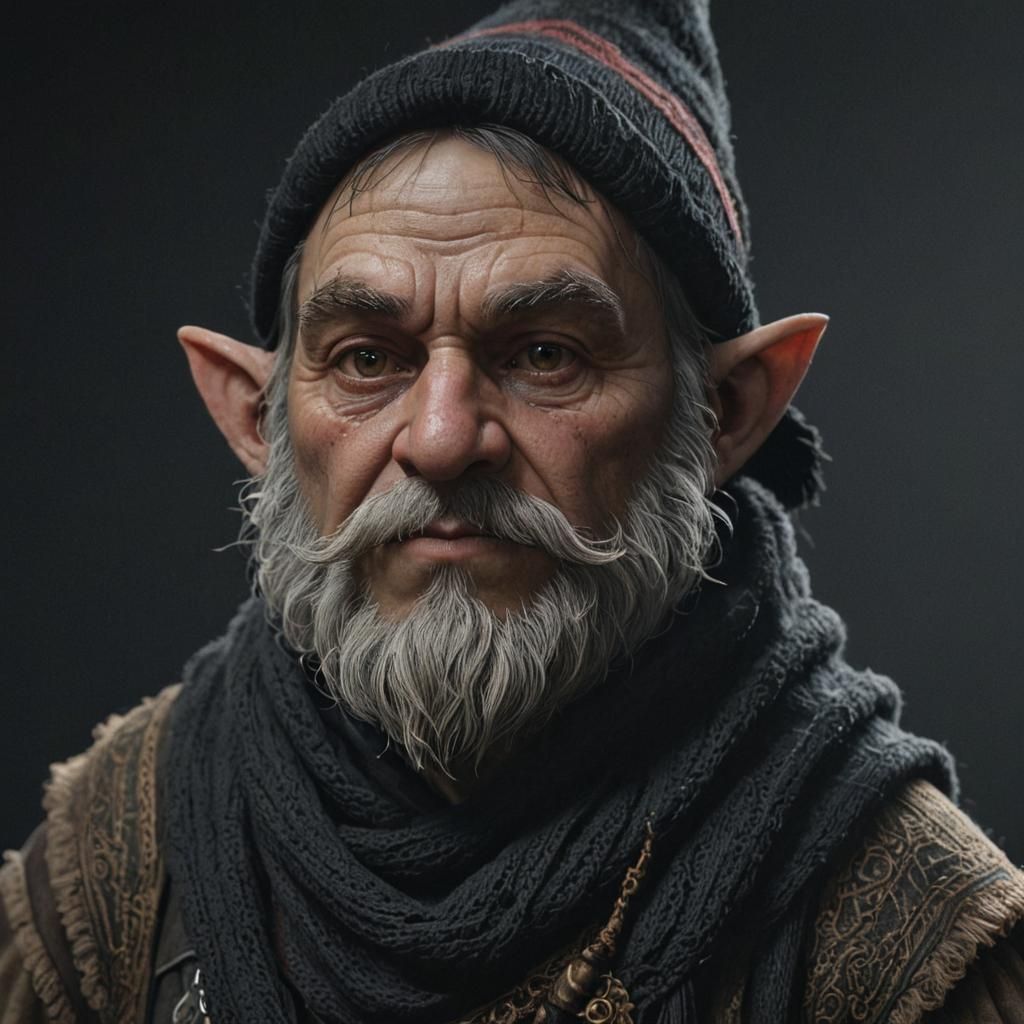 Gnome Cleric Portrait in Dark Fantasy Style