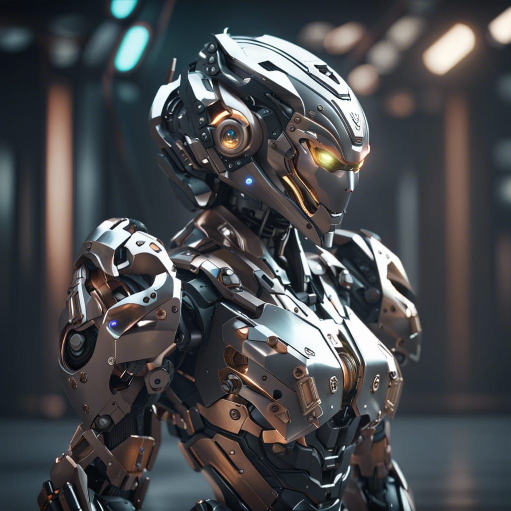 Futuristic Robot Soldiers Duel in Sci-Fi Render