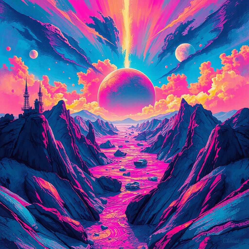 Vibrant Colorful Creation in Futuristic Digital Art Style