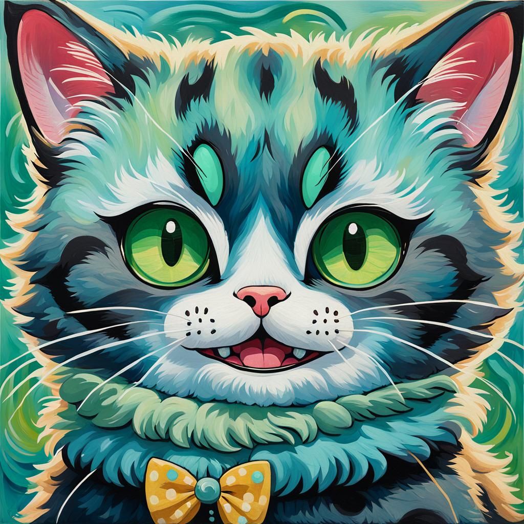 Smiling Plush Cat Toy in Studio Ghibli Style