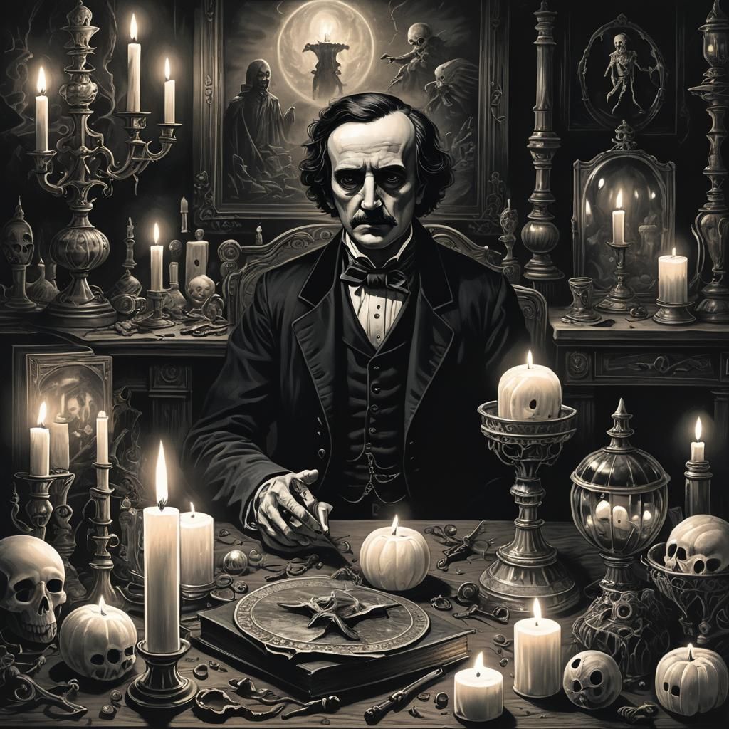 Ghost Surrounded by Cursed Items in Dark Fantasy