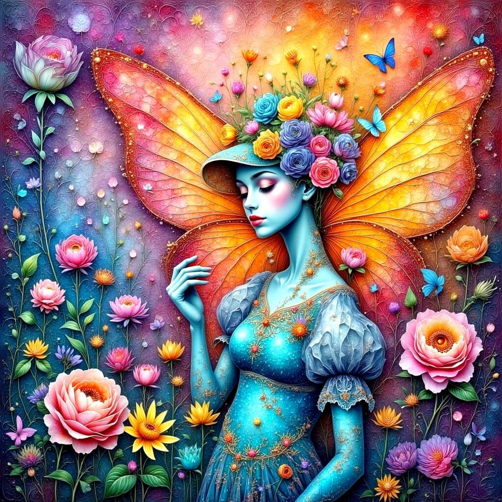 Whimsical Fairy in Vibrant Zentangle Art Style