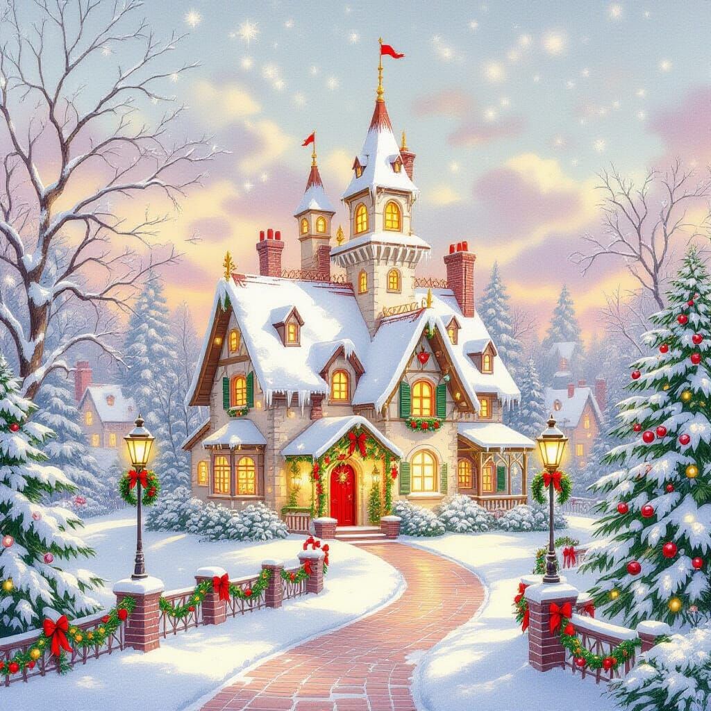 Magical Peppermint Kingdom Christmas Fantasy in Colored Penc...