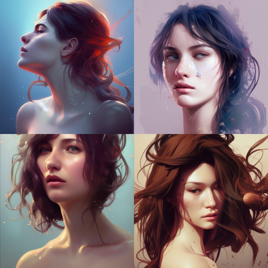 Detailed Portrait of True Love in Art Nouveau Style