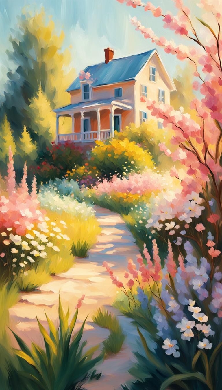 Rabbit in Garden as Impressionist Oil Painting